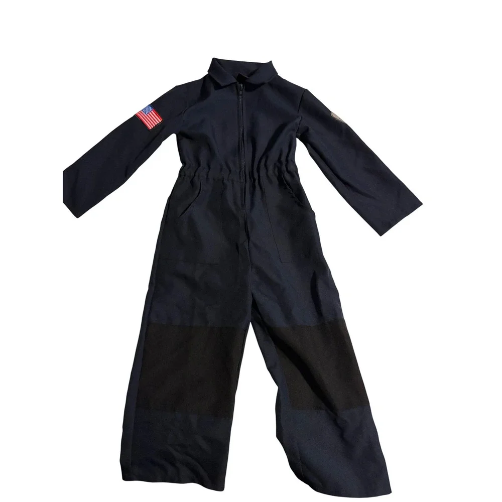 SWAT Jumpsuit Costume Tactical Navy Blue Patch Detail Size XS 4 Kids Halloween